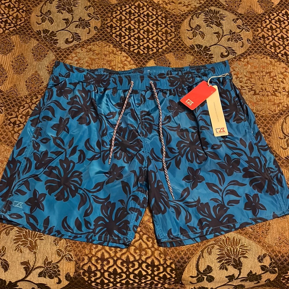 Cutter & Buck Mens Quick Dry Swim Trunks NWT-blue, XXL